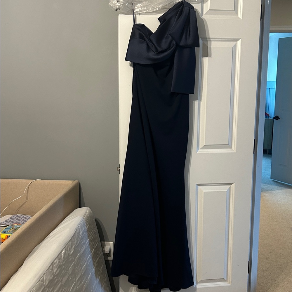 Betsy & Adam One Shoulder Navy Dress - Picture 6 of 7